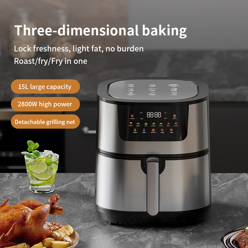 15L stainless steel air fryer(Heat up and down)